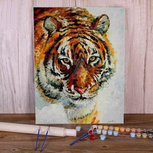 Tiger On The Snow Paint By Numbers Set Acrylic Paints 40*50 Paiting By Numbers Wall Decoration Kids Drawing