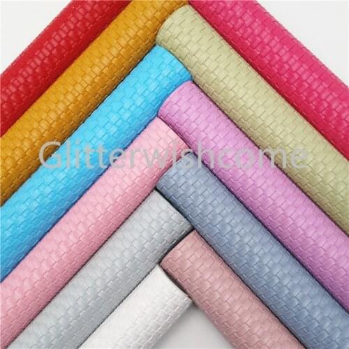 Glitterwishcome 21X29CM A4 Size Vinyl For Bows Weaving Embossed Synthetic leather Faux Leather Sheets for Bows, GM3240A
