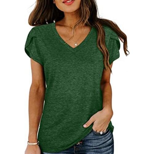 Summer Women T-shirt V Neck Solid Color Short Sleeve Loose Oversized T-shirt Summer Party Streetwear 5 Color топ женский