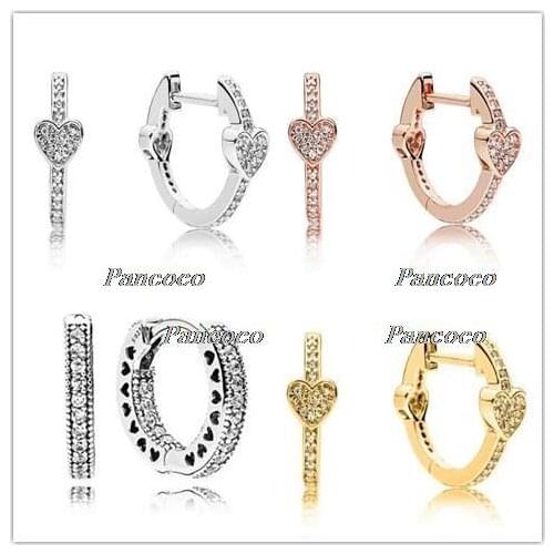 925 Sterling Silver Earring Alluring Hearts With Crystal Studs Earring For Women Wedding Gift Fashion Jewelry