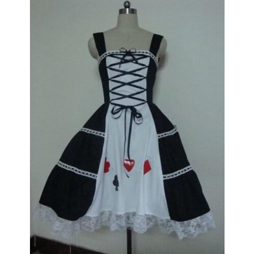 Women Girls Alice Lolita Princess Court-Style Gothic Dress Cute Anime Maid Black White Dress Cosplay Costume H020