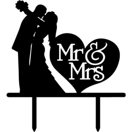 1PCS Groom Hugging Bride Black Acrylic Cake Toppers Mr & Mrs Engagement Wedding Cake Toppers Party Decoration Cake Accessory