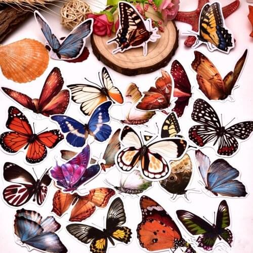 25pcs Creative kawaii cute self-made Colorful butterfly scrapbooking stickers /decorative sticker /DIY photo albums waterproof