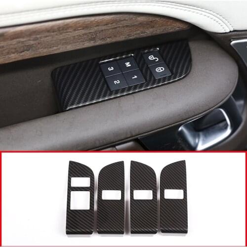 4pcs Carbon ABS Chrome Car Child Safety Door Lock Switch Panel Cover Trim For Land Rover Discovery 5 LR5 L462 2017 2018
