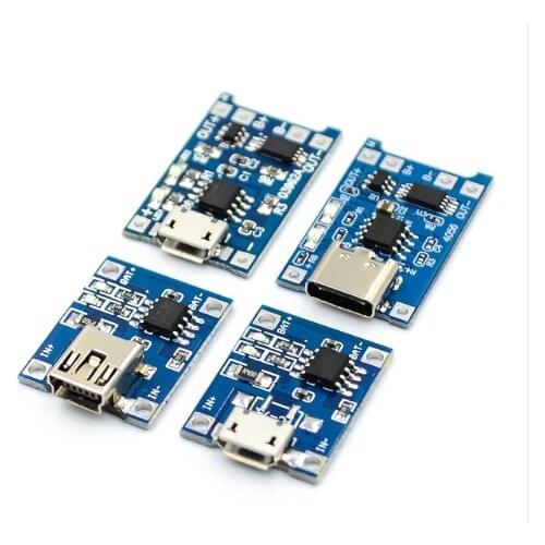 5pcs/lot 5V Micro USB 1A 18650 TP4056 Lithium Battery Charging Board With Protection Charger Module