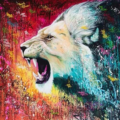 Needlework Diy Diamond Painting Full Drill Ferocious Lion In The Forest Cross Stitch Diamond Embroidery Decorative Wall Art