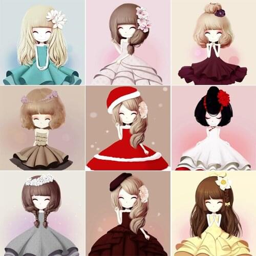 Diamond Painting Cartoon Cute Girl Full Diamond Embroidery Mosaic Rhinestone Cross Stitch Exquisite Home Decoration Gift 5D DIY