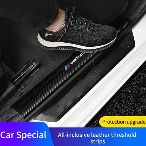 4pcs Car Threshold Sticker for BMW 3 5 Series X1 X3 X4 X5 G30 G38 Anti Kick Cover Car Accesssories Leather Carbon Fiber Style