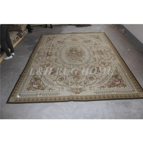 Free shipping 9'X12' RICE CROSS STITCHED needlepoint rugs 100% New Zealand handmade carpet hand knotted area carpet rugs