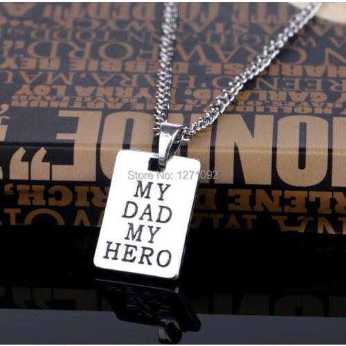 Geometric My Dad My Hero Pendant Chain Necklace Family Men Jewelry For Papa Daddy Father Necklaces Gifts Fathers Day Presents