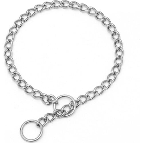 Pet Supplies SUS304 Stainless Steel Chain Dog Training Choke Collar for Small Medium Large Dogs Chrome Plated Metal Dog Lead