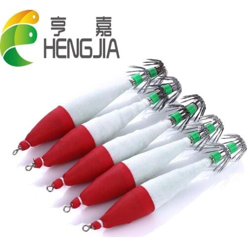 HENG JIA 5Pcs Set Luminous Squid Hook Squid Needle Bait Deep Sea Fishing Fake Bait Fishing Gear High Quality Plastic Insect Lure