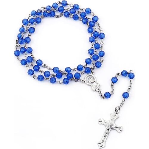 Jesus Cross Rosary Necklace Vintage Jewelry 2021 Trend Catholic Necklace Zinc Alloy Cross Pendant Accessories NEW Wholesale