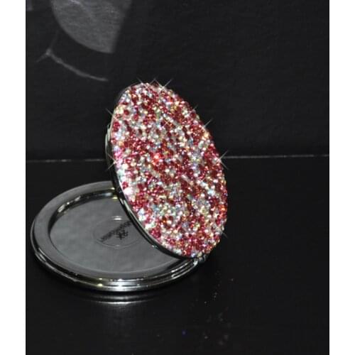 Creative Inlaid Rhinestones Small Round Vanity Mirror Flap Folding Bling Mini Handheld Mirror Fashion Kawaii Makeup Mirrors