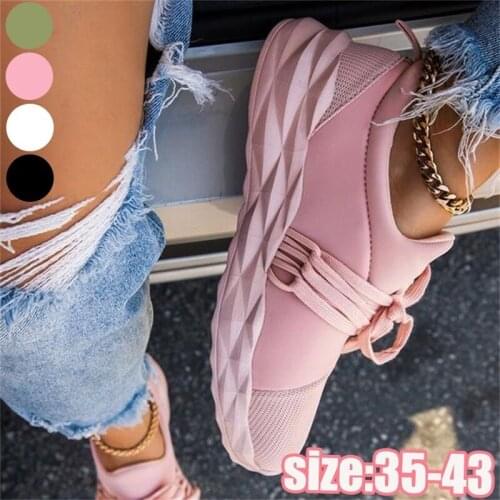 Women Summer Sneaker Lace Up Ladies Walking Running Shoes Round Toe Casual Breathable Non Slip Gym Sport Shoes For Female