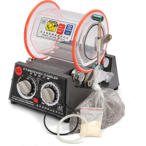 220V Tumbler Jewelry Polisher Finisher Machine Bead Surface Cleaner Drum Polishing Finisher Machine w/ Polishing Bead