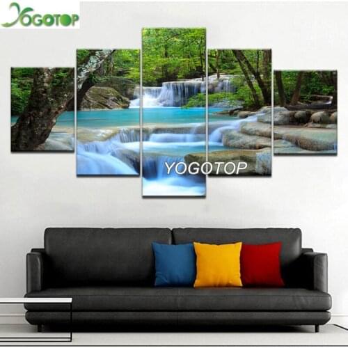 Diy Diamond Painting puzzle 5D Full square/round Drill Mosaic Diamant Embroidery Art Natural Waterfall landscape 5 Pieces ML1191