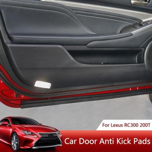 QHCP Car Door Anti-Kick Pad Sticker Carbon Fiber Leather Door Protection Side Edge Cover Film Stickers For Lexus RC300 200T
