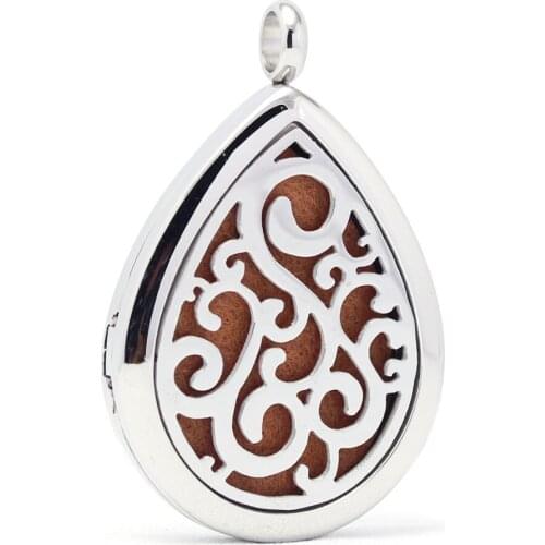 Stainless Steel Oval Shape Aroma Aromatherapy Essential Oil Diffuser Necklace