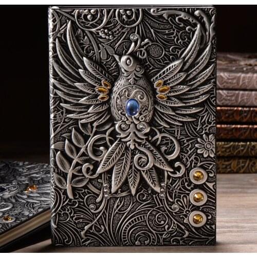 New european-style vintage notebook phoenix 100 21.5 * 14.5cm phoenix bird viva theme paper european-style Pu travel diary