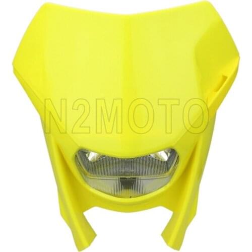 Motorcycle Yellow Headlight 12V 35W Front Lamp for Yamaha Suzuki Kawasaki Honda Dirt Pit Bike Motocross Headlight Fairing Mask