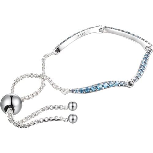 Blue Wavy Slider Bracelet Blue CZ Stone Fits 925 Beads Silver Bracelets For DIY Woman Fashion Bracelets For Jewelry Making