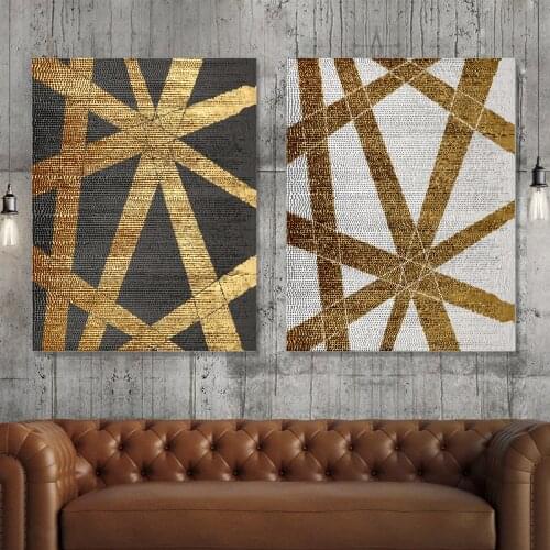 Luxury Black & Gold Foil Canvas Print Vertical Bar Abstract Poster Canvas Print Painting Wall Art Living Room Home Decoration