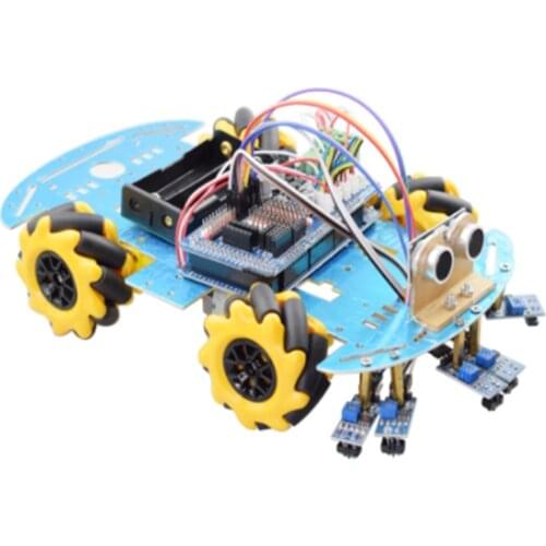 Line Tracking Obstacle Avoidance Smart Arduino Mecanum Wheel Robot Car Kit with Mega2560 Ultrasonic Sensor