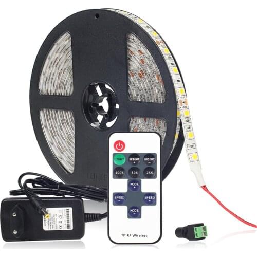 5050 LED Strip Light with RF Controller and 12V Adapter power supply 5M 60LEDs/M LED Strip 5050 RGB ,Natural White