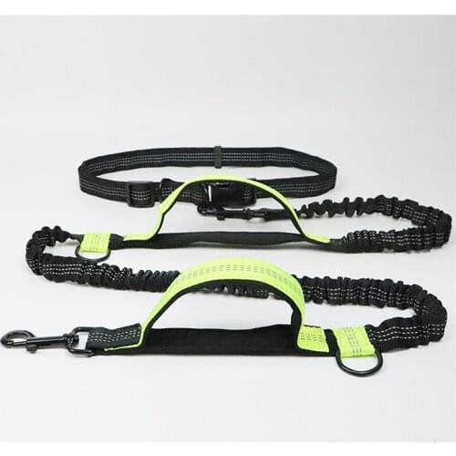 Hands Free Double Rlastic Traction Reflective Dog Rope Retracable Dog Training Running Walking Elasticity Leash Pets Waist Belt