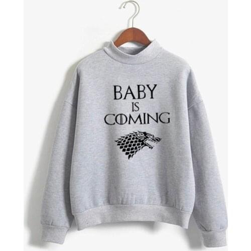 Power game inspiration pregnant women sweatshirt autumn and winter long-sleeved baby is coming funny pregnant women sweatshirt m