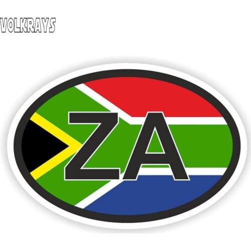 Volkrays Creative Car Sticker South Africa ZA Country Code Flag Motorcycle Accessories Reflective Sunscreen Vinyl Decal,8cm*13cm