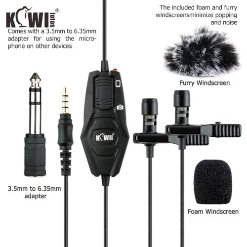 Dual-Head Omnidirectional Lavalier Microphone for Nikon Canon SONY Fuji Camera Camcorders Smartphone Video Vlog 3.5mm Interface