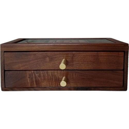 Drawer Storage Wood Retro Boutique Walnut 32*13*19CM Chinese 32CM Rustic Style Wooden Watch Box