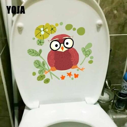YOJA 22.2X20.4CM Wall Stickers For Animal Owls Creative Toilet WC Decal Kids Room Decoration T5-0575