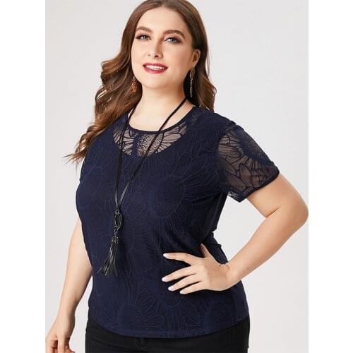 2021 Summer Women Short sleeve Knitted extend top T-shirt fashion ladies Casual clothes Plus Size Womens Hollow Tops