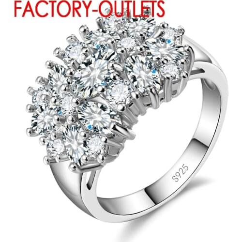 925 Sterling Silver Engagement Ring Fashion Jewelry Trendy Style Cubic Zirconia Prong Setting Women Girls Wholesale
