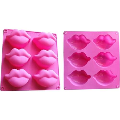 1 PC Food Grade Silicone 6-hole 3D Lip Silicone Mold For Kitchen Making Cake Jelly Non-stick And Easy To Separate Silicone Mold