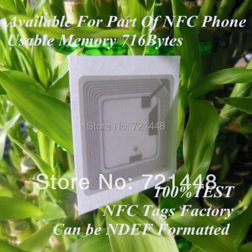 100pcs FM11RF08 NFC label for part of NFC mobile phone Usable Memory 716Bytes 35*35mm NFC tag