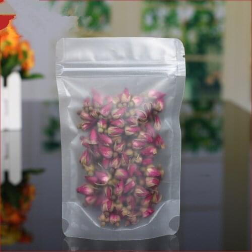 1000Pcs Stand Up Matte Clear Plastic Zip Lock Heat Seal Reusable Food Package Bag Zipper Snacks Nuts Package Bag