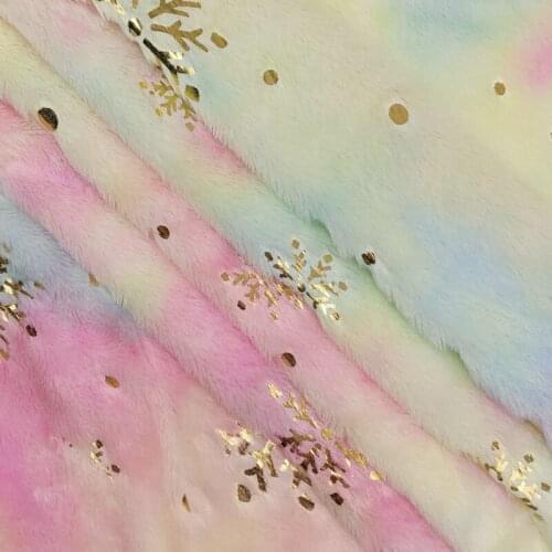 100x160cm Plush fabric gilded snowflake colorful PV velvet tie dyed knitted fabric shoe material home textile fabric