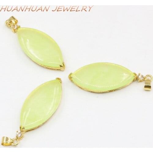 18x48mm Natural Jades Stone Pendant Marquise Shape Stainless Steel Chain For Women Chain Necklace & Pendants Diy Jewelry B3361