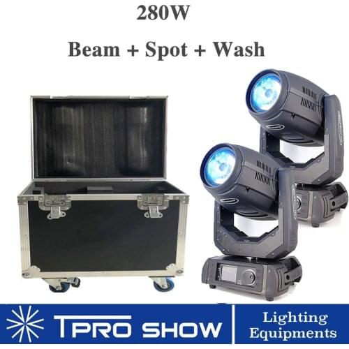 2Pcs Beam 280W 10R Moving Head Beam Wash Spot 3in1 Lyre Beam Stage Lighting Effect Musci Dmx Show Lighting With Flight Case