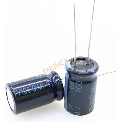 20pcs/lot 68UF 200v 68UF Aluminum Electrolytic Capacitor Size 13*20 T24 20