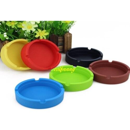 200pcs/lot Fast shipping Portable Rubber Silicone Soft Eco-Friendly Round Ashtray Ash Tray Holder 6 colors