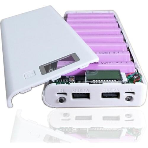 8x18650 Flashlight Battery Charger Box Power Bank Holder DIY Shell Case Dual USB 18650 Battery Shell Storage Organize