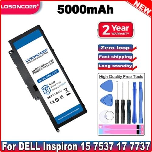 LOSONCOER 5000mAh 062VNH G4YJM T2T3J 4ICP5/67/90 F7HVR Laptop Battery For DELL For Inspiron 15 7537 17 7737