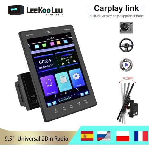 LeeKooLuu 2 Din Car Radio Video Multimedia Player 2Din Autoradio 9.5" Vertical Touch Screen Stereo Blutooth Mirrorlink Carplay