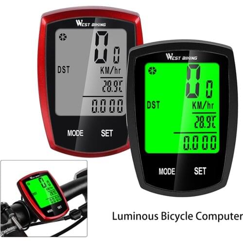 Wireless Bicycle Computer Stopwatch Luminous Waterproof Bike Code Table Cycling Wired Odometer Speedometer with LCD Digital