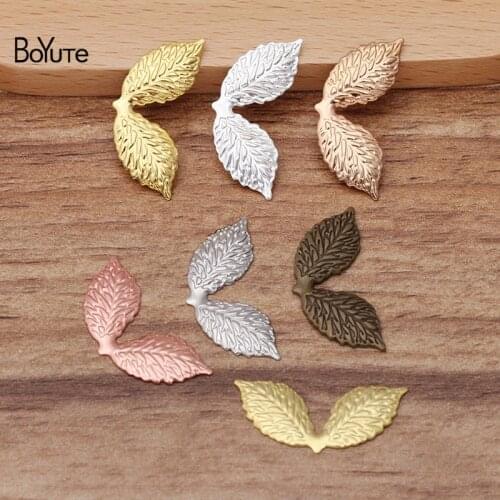 BoYuTe (100 Pieces/Lot) 12*27MM Metal Brass Stamping Leaf Materials Diy Hand Made Jewelry Accessories Wholesale